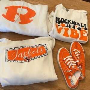 Orange and White Graphic Sweatshirts and Sneakers